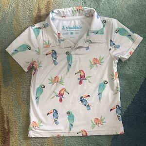 Chubbies Kids Parrot Print Polo - White